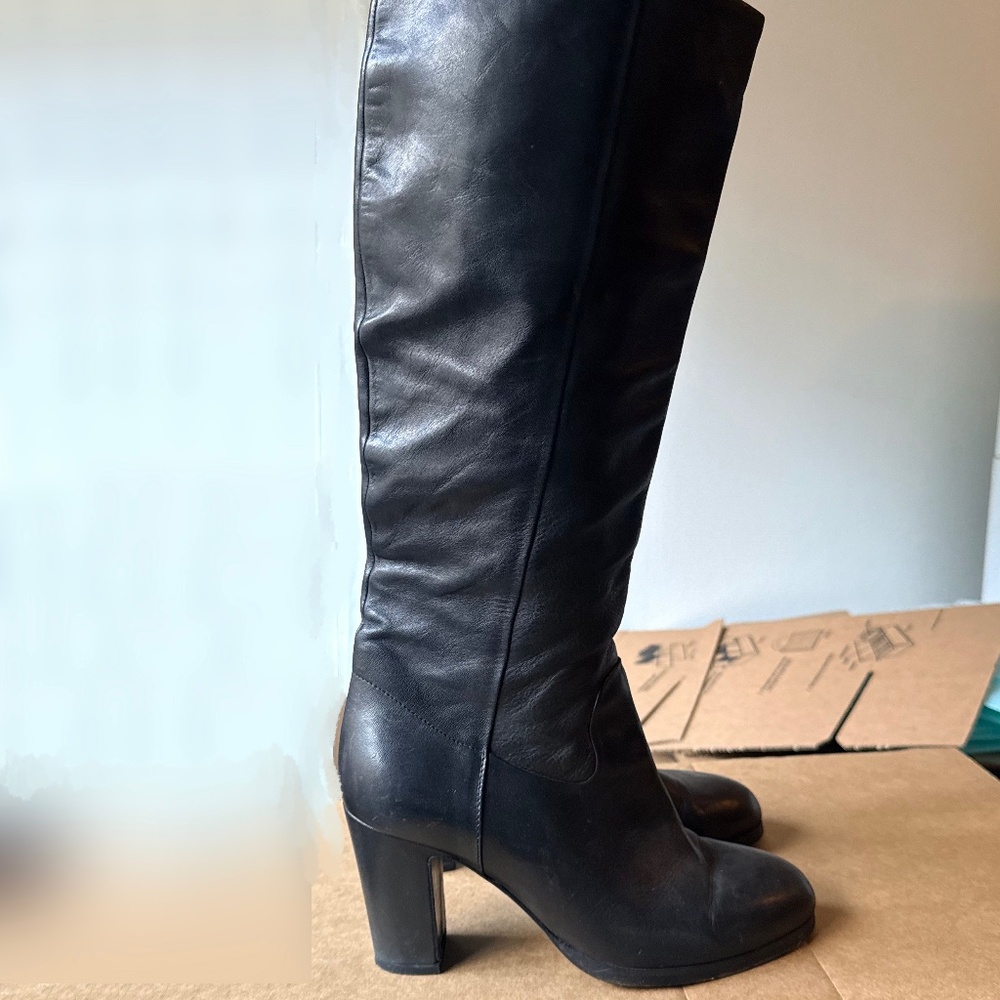 Barneys Coop Black leather knee high boots